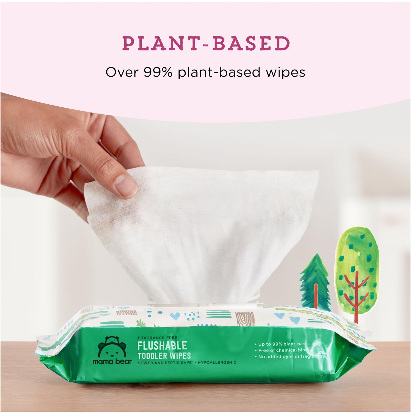 Amazon Brand - Mama Bear Toddler Toilet Wipes, Fragrance Free, Plant-Based Hypoallergenic, 336 Count, 8 Packs of 42