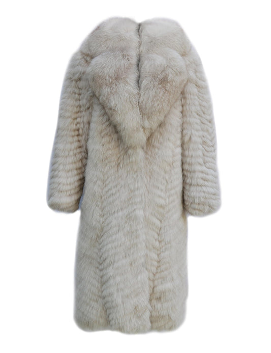 Annsirgra Women's Genuine Fox Fur Jacket Winter Coat Long Fuzzy Outerwear Turn-down Collar