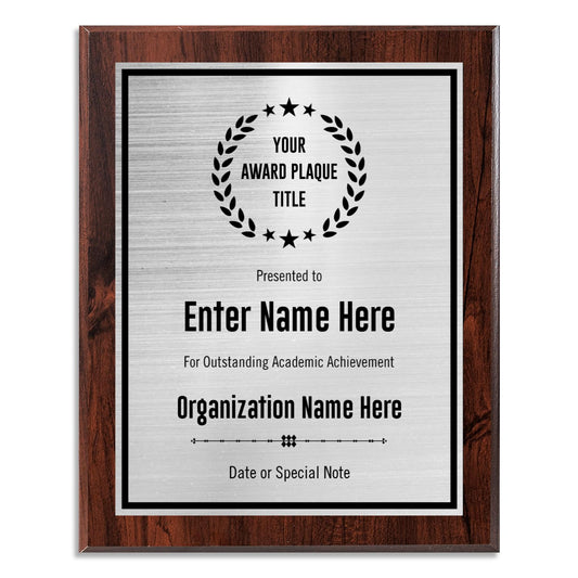 Custom Award Plaque - Add Title and Text - Perfect for Employee of the Month or Retirement gift, Thank You, Service Recognition and Appreciation Gifts - Personalized for Men/Women (UV Print Silver/Black Plate on a 8" x 10" Walnut Board)