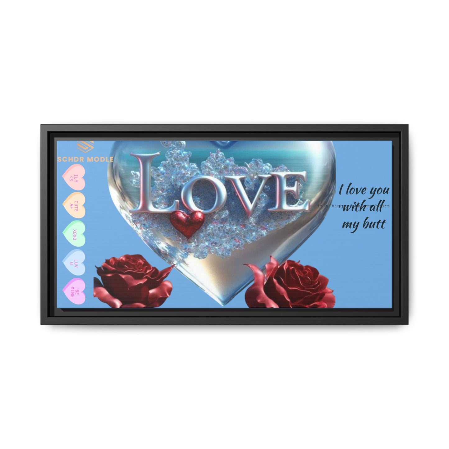 Framed Love Canvas Art - Heart & Flower Design - Perfect Gift for Valentine's Day