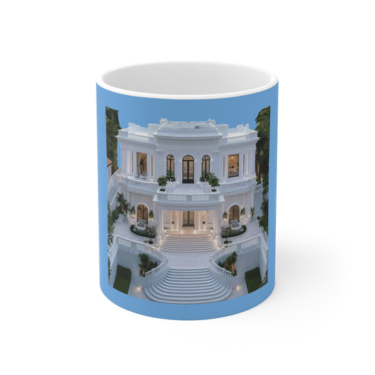 Luxury Ceramic Coffee Cup with Elegant Mansion Design - Perfect for Coffee Lovers