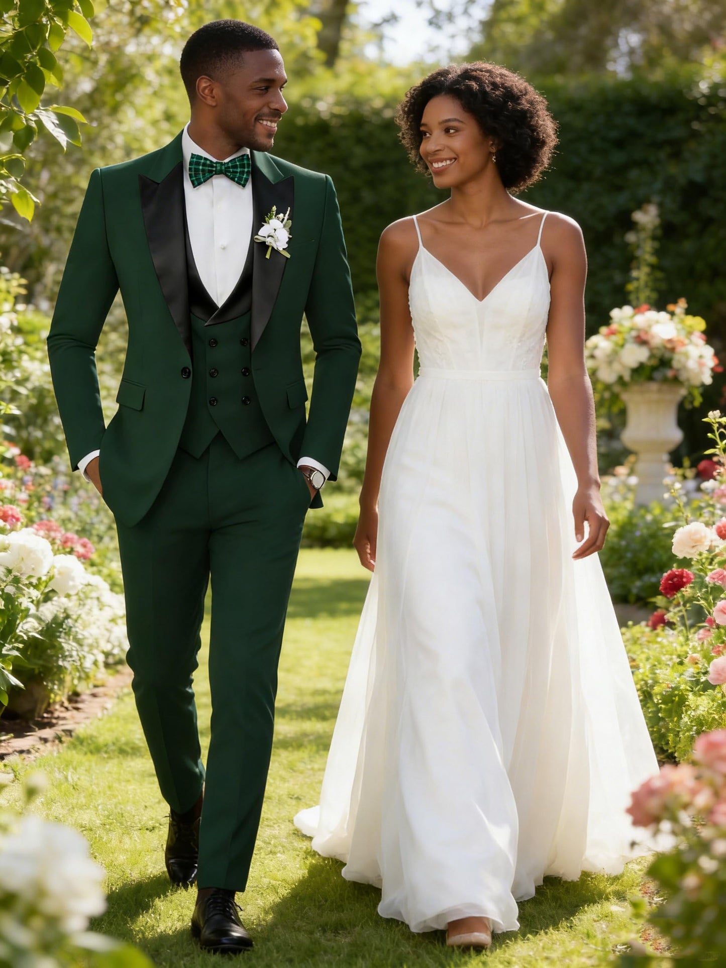 TIJOFA Tuxedo Suits Men 3 Piece Slim Fit Double Breasted Suits for Men White Tux Elegant Wedding Prom Party Business Tuxedo L