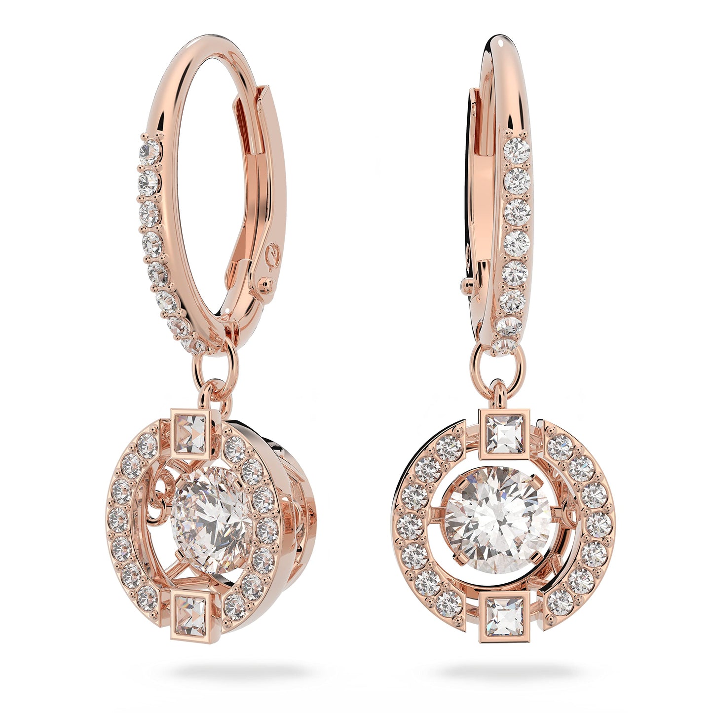 Swarovski Rose-gold Tone Plated Sparkling Dance Pierced Earrings