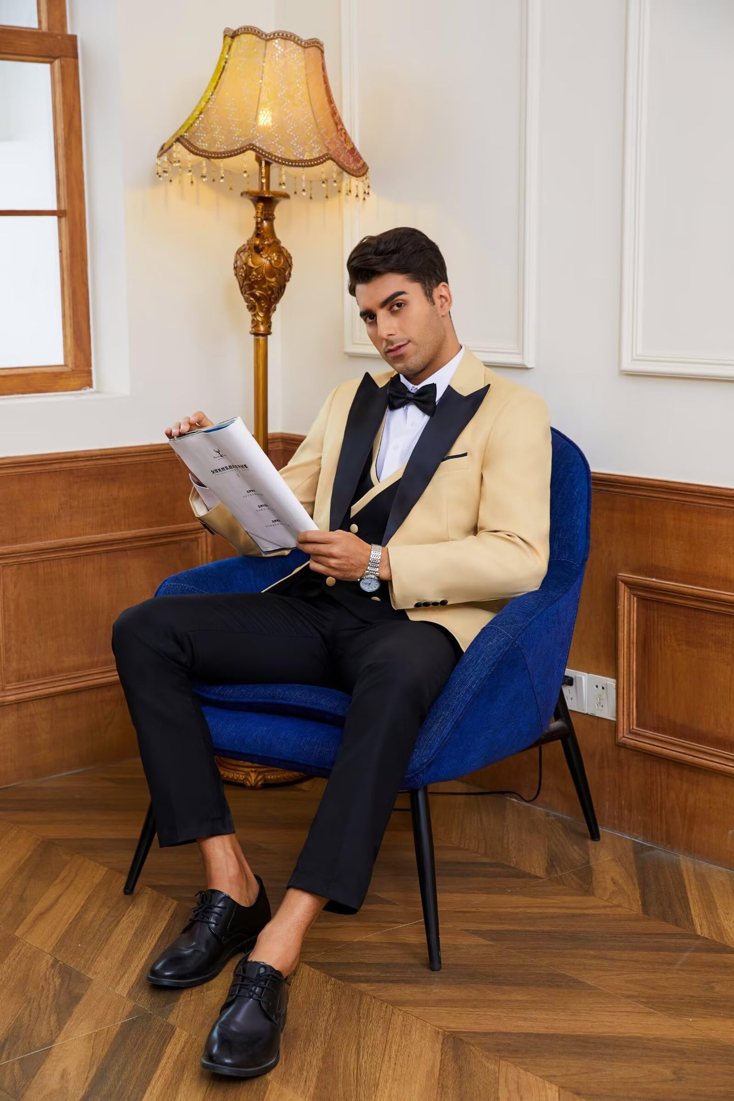 CKGJLJ Mustard Yellow Suit for Men Slim Fit 3 Piece Wedding Suits Mustard Yellow Suits Tuxedo for Men Mens Homecoming for Teen Boys Double Breasted Slim Fit Suit Homecoming Suit for Sons Boy 2024 S
