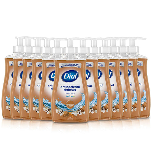 Dial Antibacterial Defense Sandalwood & Vanilla Liquid Hand Soap, 11oz (Pack of 12)