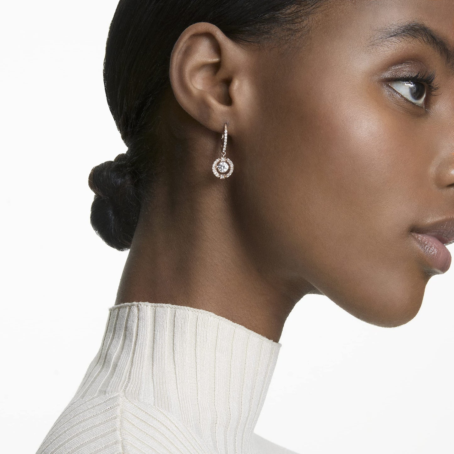 Swarovski Rose-gold Tone Plated Sparkling Dance Pierced Earrings