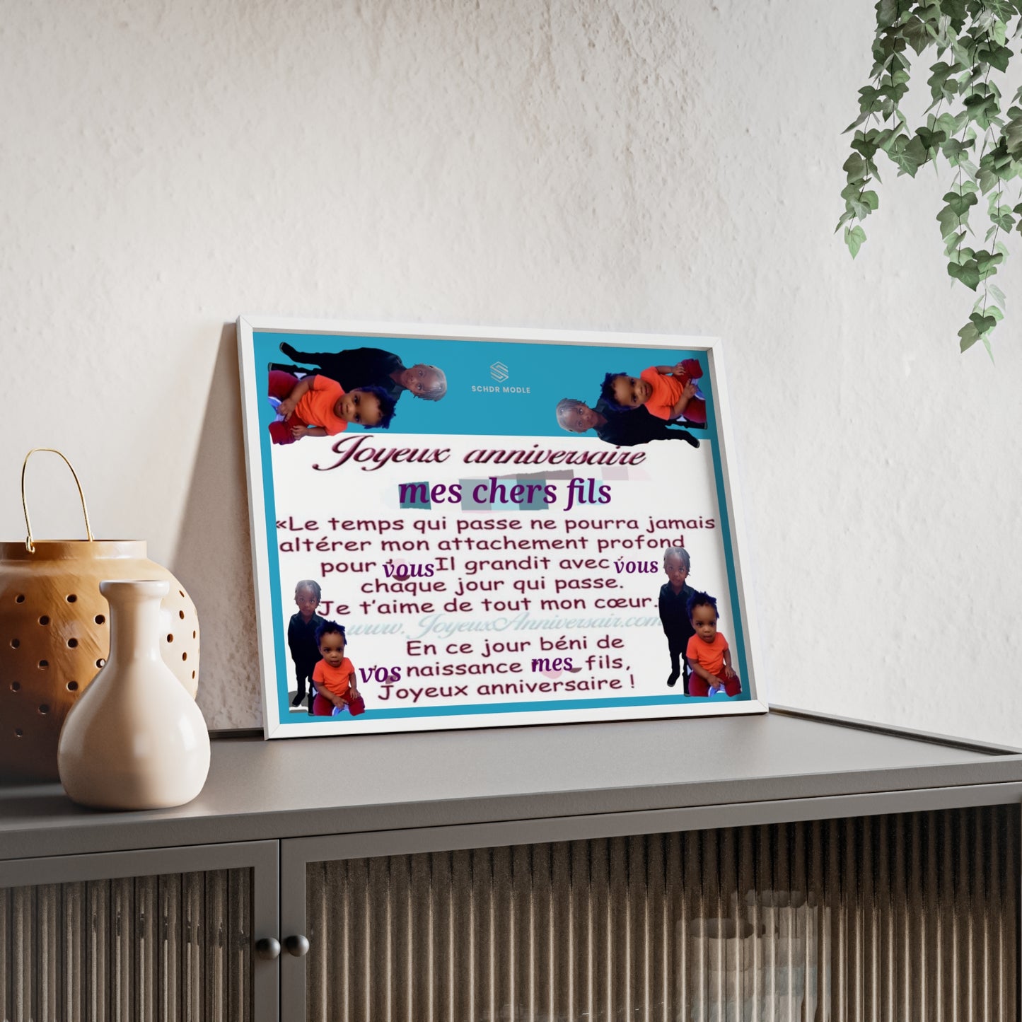 Personalized Birthday Poster with Wooden Frame, Customizable Wall Art, Unique Gift for Son, Joyeux Anniversaire Decor, Sentimental [...]