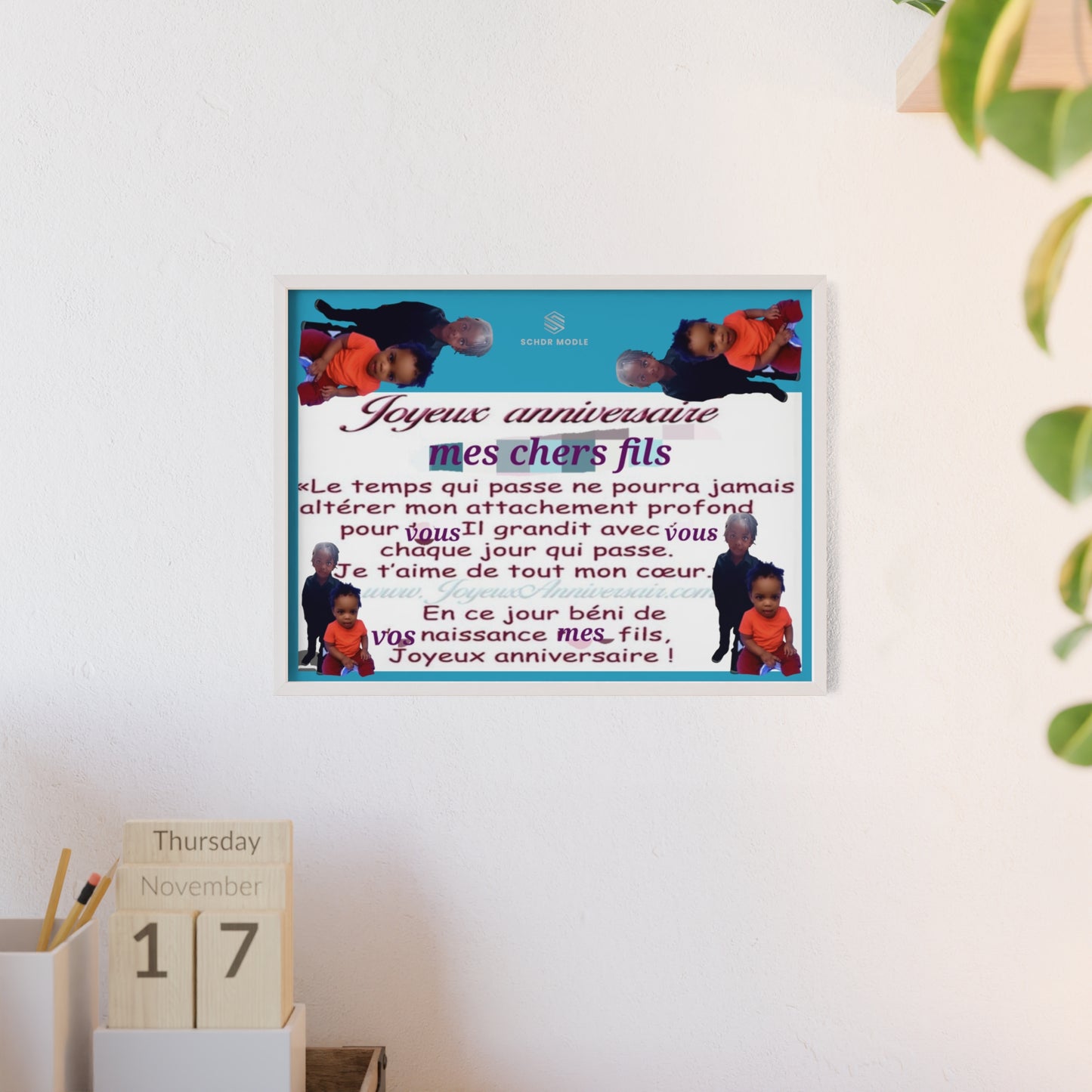Personalized Birthday Poster with Wooden Frame, Customizable Wall Art, Unique Gift for Son, Joyeux Anniversaire Decor, Sentimental [...]