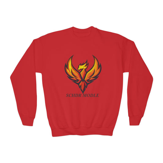 Phoenix Graphic Youth Sweatshirt — "SCHDR MODLE" Logo Crewneck